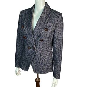 LOVE TOKEN Johnny Double Breasted Blazer Medium Tweed Herringbone Statement